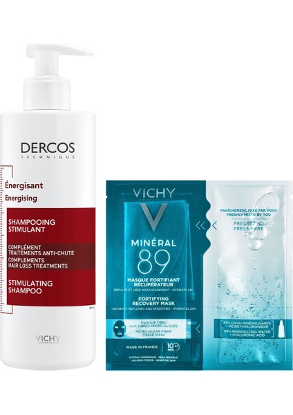 Dercos Energisant Şampuan 400 ml + Vichy Mineral 89 Yüz Maskesi 29 G