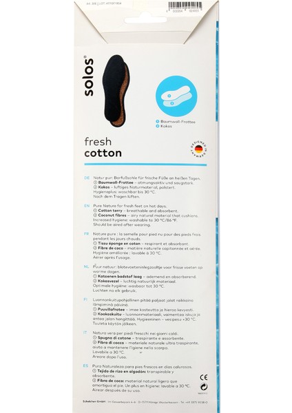 306 Solos Cotton Pamuklu Taban Astarı 36-46 fırsatları