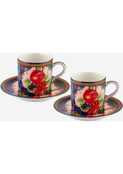 La Vita E Bella Mavi Yeşil Porselen Kahve Fincan Seti 120 ml