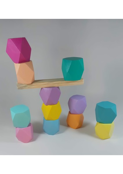 Wood Blocks Ahşap Denge Blokları Montessori Waldorf Eğitimi 12'li Set
