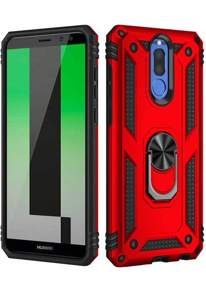 Huawei Mate 10 Lite Kılıf Standlı Magnet Mıknatıslı Yüzük Armored Zırhlı Kapak