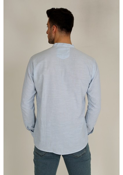 Erkek Hakim Yaka Uzun Kollu Yarım Patlı Keten Gömlek Sg-U 21K-4300575-01 modelleri