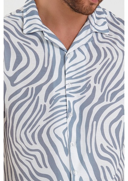 Erkek Kısa Kollu Pamuklu Desenli Slim Fit Apaş Yaka Gömlek 21Y-4300594-09 indirimleri