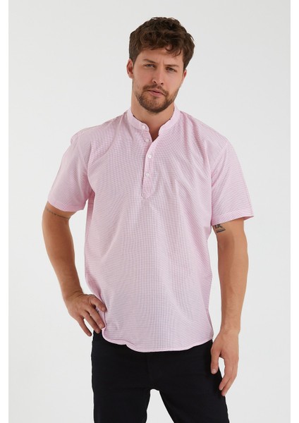 Erkek Hakim Yaka Yarım Patlı Ekoseli Kısa Kollu Slim Fit Gömlek Sg-K 21Y-4300602-1 fiyatları