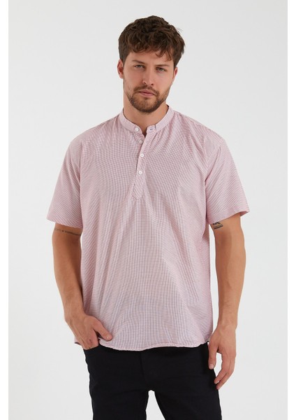 Erkek Hakim Yaka Yarım Patlı Ekoseli Kısa Kollu Slim Fit Gömlek Sg-K 21Y-4300602-1 fiyatları