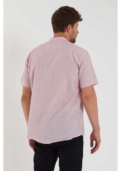 Erkek Hakim Yaka Yarım Patlı Ekoseli Kısa Kollu Slim Fit Gömlek Sg-K 21Y-4300602-1 fırsatları