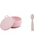Kapaklı Kase + Nam Nam Kaşık Set Pembe 1