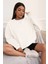 Kadın Basic 0 Sıfır Yaka Baskısız Düz Oversize Salaş Bol Kesim Polar Sweatshirt 1