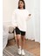 Kadın Basic 0 Sıfır Yaka Baskısız Düz Oversize Salaş Bol Kesim Polar Sweatshirt 2