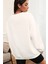 Kadın Basic 0 Sıfır Yaka Baskısız Düz Oversize Salaş Bol Kesim Polar Sweatshirt 3