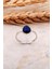 Lapis Lazuli Taşlı Damla Rodyumlu Gümüş Yüzük 3673 1