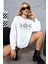 Kadın Beyaz Celestial Sun Moon Oversize Sweatshirt 1