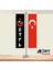 Jethızında Göktürkçe Türk Yazılı ve Türk Bayrağı 2'li T Masa Bayrağı Takımı 1