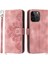Cilt Touch Baskı Çiçekler Deri Deri Kılıf iPhone 14 Pro Max Stand Cüzdan Birden Çok Kart Yuvası Telefon Kapağı Bilek Kayışı ve Omuz Kayışı (Yurt Dışından) 1