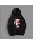 Kadın Teddy Bear Baskılı Siyah Kapüşonlu Sweatshirt 1