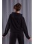 Unisex Siyah Oversize İçi Puflu Kapüşonlu Bol Kalıp Sweatshirt Hoodie 4