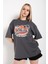 Kadın Füme Aloha Baskılı Oversıze T-Shirt 1