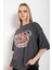 Kadın Füme Aloha Baskılı Oversıze T-Shirt 4