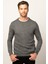 Slim Fit Bisiklet Yaka Kendinden Desenli Erkek Kazak KZ210003-DGR 2