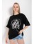 Kadın Çizgili Figür Oversize T-Shirt 1