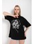 Kadın Çizgili Figür Oversize T-Shirt 3