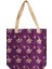 -Çevre Dostu - Kanvas Omuz Çantası- Mor - Üzerine Yaprak Desenli 1
