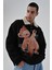 R-5679 Yaka Kürklü Ayı Baskılı 3 Ip Şardonlu Sweatshirt 1