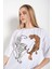 Kadın Kaplan Baskı Oversize T-Shirt 4