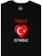 Istanbul Türkiye Bayraklı Kalpli Siyah Tişört 2