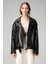 WM031 Oversize Biker Kadın Silme Deri Mont 4