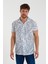 Erkek Kısa Kollu Pamuklu Desenli Slim Fit Apaş Yaka Gömlek 21Y-4300594-09 1