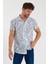 Erkek Kısa Kollu Pamuklu Desenli Slim Fit Apaş Yaka Gömlek 21Y-4300594-09 3