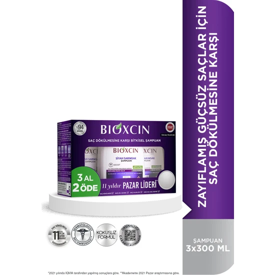 Bioxcin Siyah Sarımsak Şampuanı 3 al 2 öde (3x300ml)