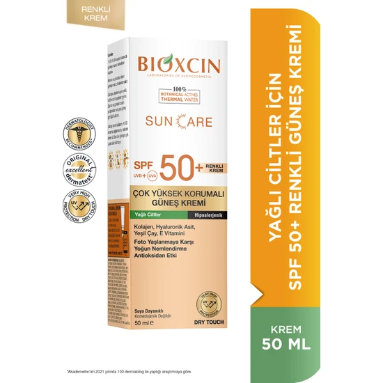 Bioxcin Sun Care Çok Yüksek Korumalı Yağlı Ciltler Için Renkli Güneş Kremi 50 ml Spf 50+