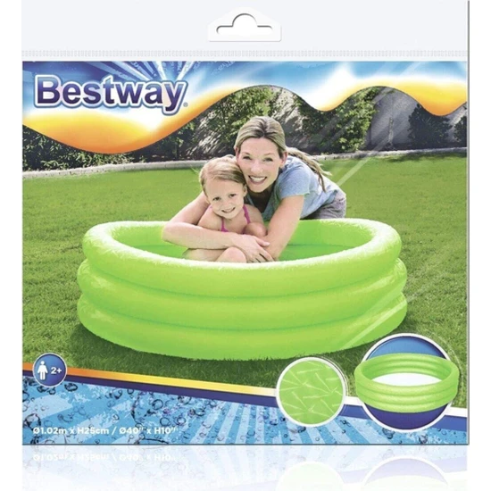 Bestway 51024 3 Boğum Renkli Şişme Havuz Çocuk Havuzu 102X25 cm