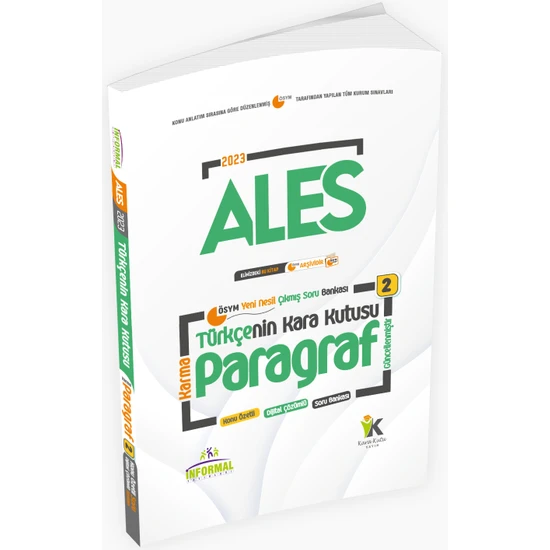İnformal Yayınları 2023 ALES Türkçenin Kara Kutusu Karma Paragraf 2 Konu Özetli D. Çözümlü Çıkmış Soru Havuzu Bankası
