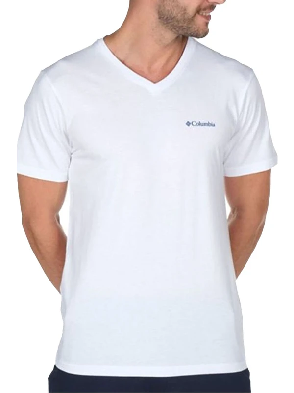 Brushed V Neck Erkek V Yaka Beyaz Tişört - CS0288