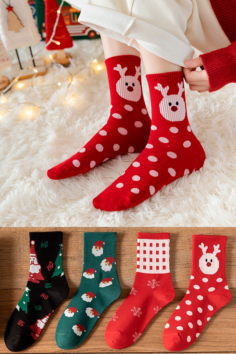 Bgk Unisex Yılbaşı Çorap 4'Lü görsel 3
