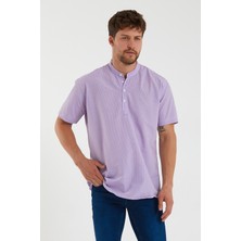 Terapi Men Erkek Hakim Yaka Yarım Patlı Ekoseli Kısa Kollu Slim Fit Gömlek Sg-K 21Y-4300602-1