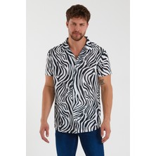 Terapi Men Erkek Kısa Kollu Pamuklu Desenli Slim Fit Apaş Yaka Gömlek 21Y-4300594-09