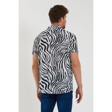 Terapi Men Erkek Kısa Kollu Pamuklu Desenli Slim Fit Apaş Yaka Gömlek 21Y-4300594-09