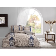 Taç Pamuk Saten Nevresim Takımı Ethan Kahve Çift Kişilik