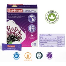 GetDirect Elderberry+ Karamürver ve Afrika Sardunyası 20 Şase – Uzun Salınımlı C Vitamini, Susuz Kullanım