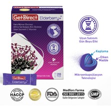 GetDirect Elderberry+ Karamürver ve Afrika Sardunyası 20 Şase – Uzun Salınımlı C Vitamini, Susuz Kullanım