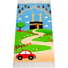 İhvan Online Dijital Baskılı Çocuk Seccadesi - Kabeli Arabalı - 44 x 78 cm
