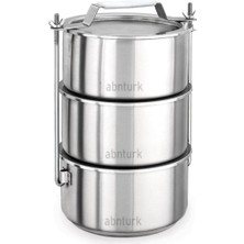 abnturk 16-20 Kişilik Temek Taşıyıcı Karavana 24X12CM Tabldot Tipi Paslanmaz Çelik 3lü Sefer Tası Vidalı Mod