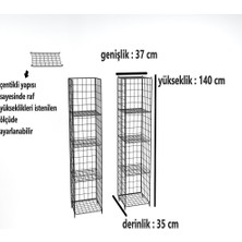 Uyan Home 5 Raflı Metal Tel Kitaplık Çok Amaçlı Kurulum Gerektirmeyen Dolap