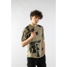 Don Q Shot Erkek Geometri Baskılı Oversize Kısa Kollu T-Shirt