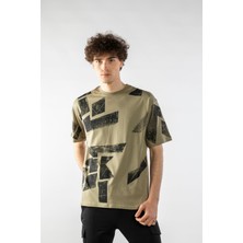 Don Q Shot Erkek Geometri Baskılı Oversize Kısa Kollu T-Shirt