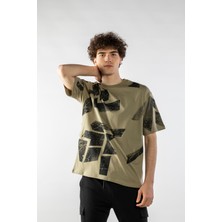 Don Q Shot Erkek Geometri Baskılı Oversize Kısa Kollu T-Shirt